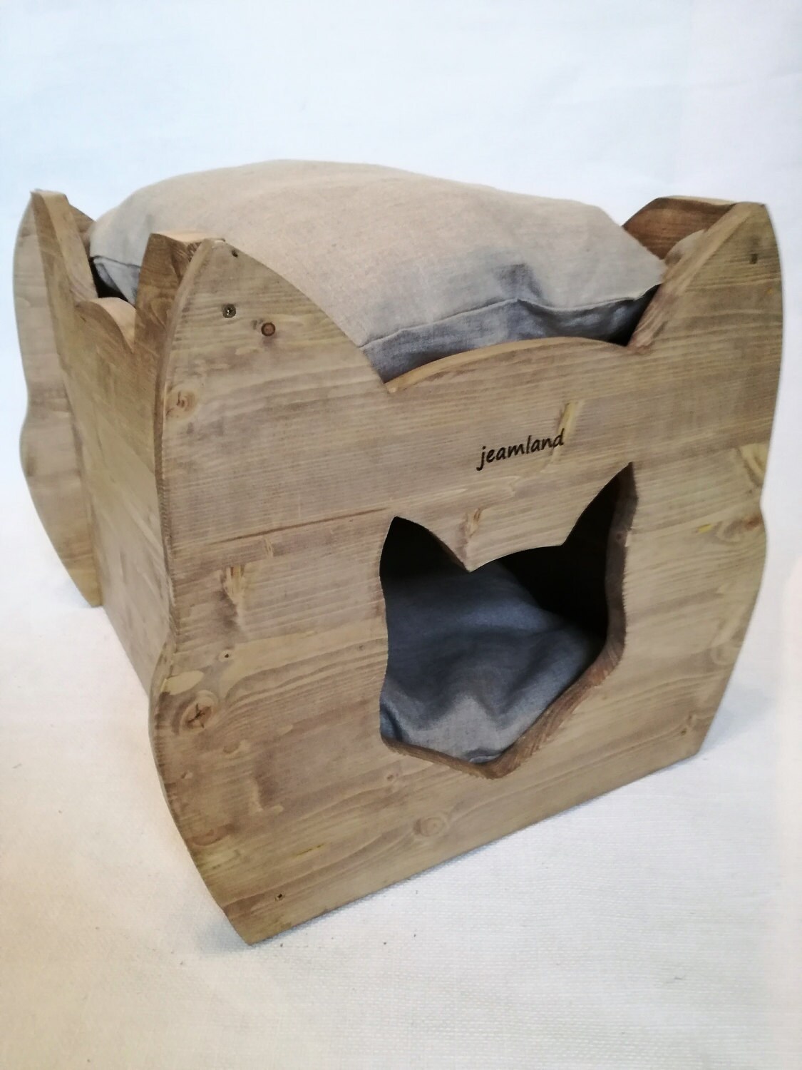 rustic cat bed