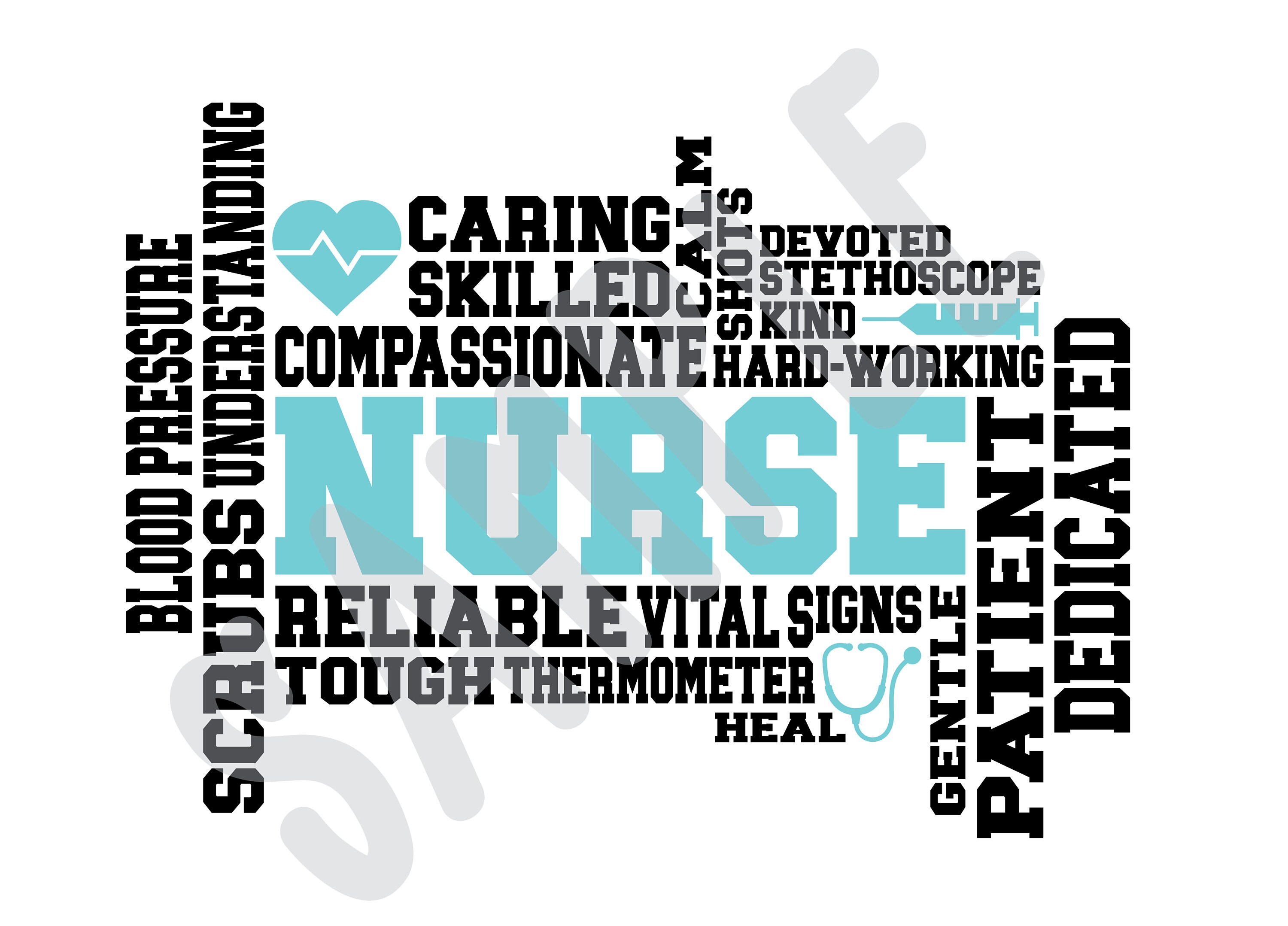 Nurse Word Art SVG Etsy