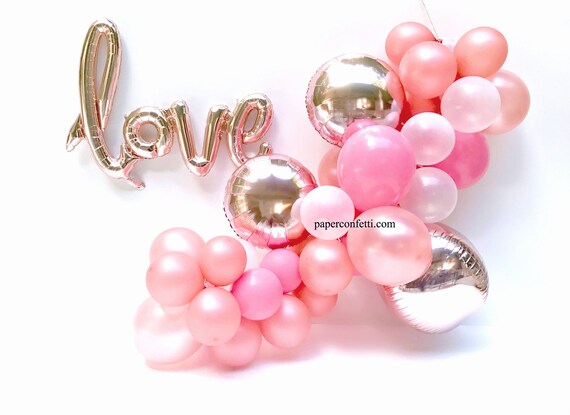 Diy 44 Piece Set Rose Gold Balloon Engagement Party Decorations Balloon Garland Diy Balloon Garland Rose Gold Love Love Balloon