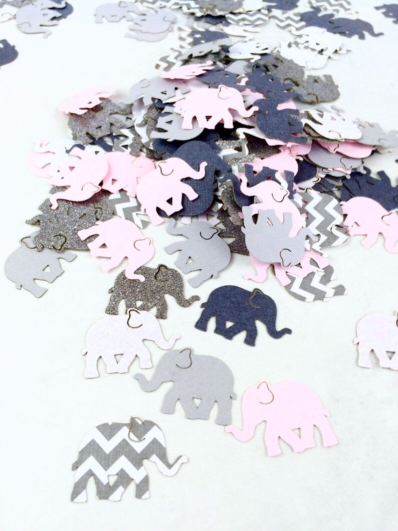 Pink Gray Chevron Elephant Confetti Cutout Punch Die Cut Etsy