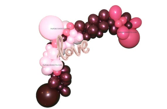 Diy 54 Piece Set Burgundy Balloons Engagement Party Decorations Balloon Garland Diy Balloon Garland Rose Gold Love Love Balloon