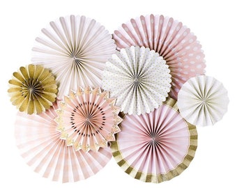 Paper Fans | Rose Gold | Rose Gold Fans | Rose Gold Love | Paper Rosettes | Rose Gold Decorations | Rose Gold | Blush Pink | Pink and Gold |