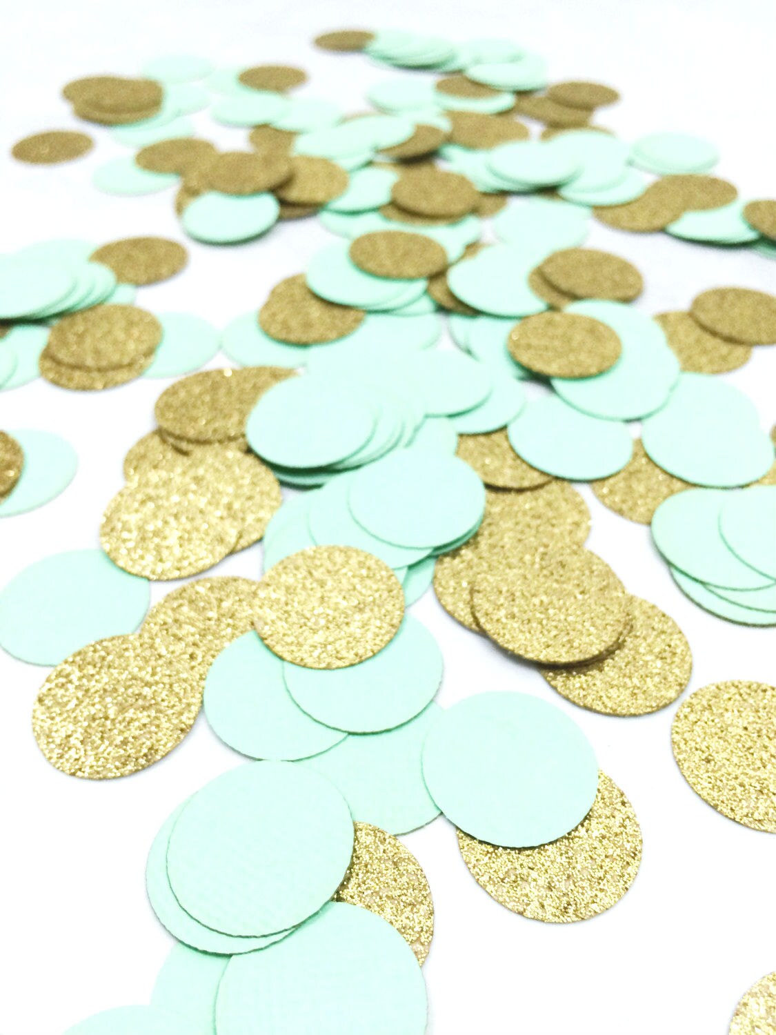 Mint Green & Gold Glitter Confetti Circle Confetti Bridal Etsy