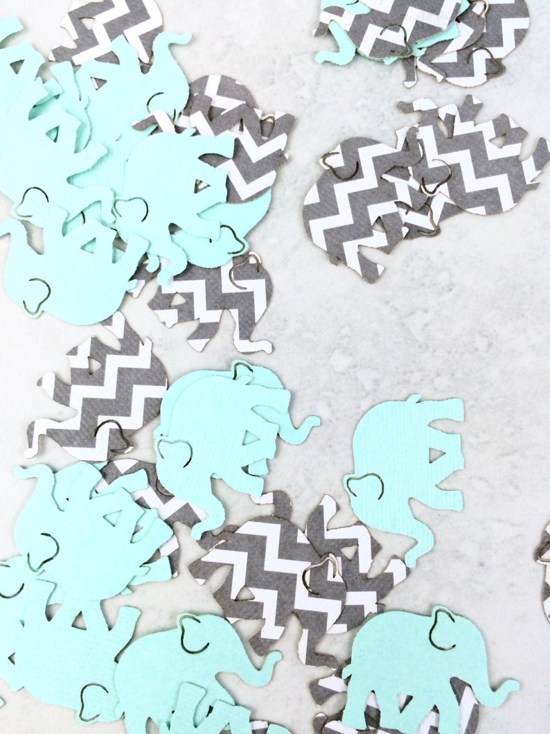 1000 Mint Green and Gray Chevron and Solid Elephant Confetti - Etsy