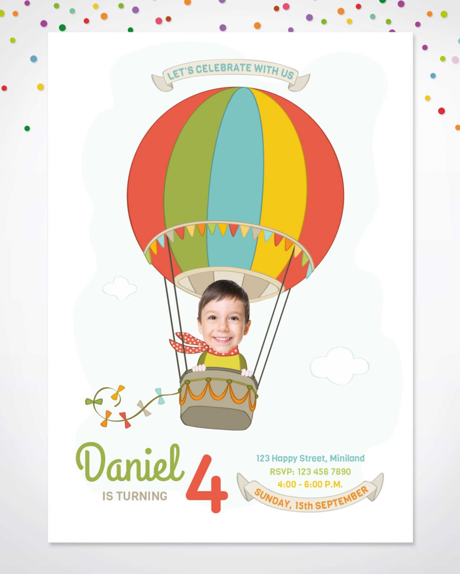 Hot Air Balloon Invitation Printable and Customized Birthday Etsy