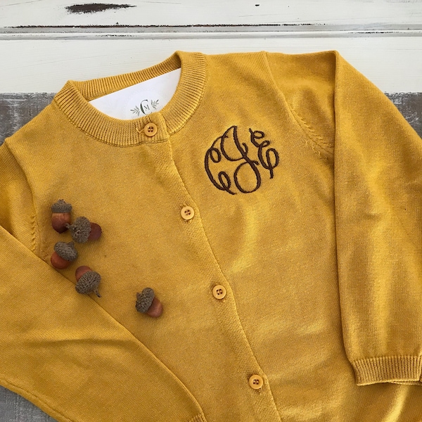 Monogrammed Girl's Cardigan, Infant Girl's Sweater, Toddler Girl's Cardigan, Monogrammed Sweater