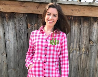 button down flannel dress