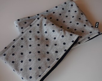 Gray Sweatshirt Choker with blue dots midnight glitter