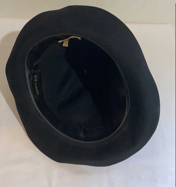 Black Felt Wide-Brim Hat with Inner Label The Drover | Black Felt Boater Hat – Agnoulita Hats main image 3