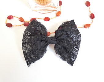 Black lace bow hair clip