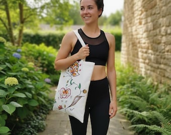 Hand painted tote bag | Free time cotton bag | Shopping bag for girls
