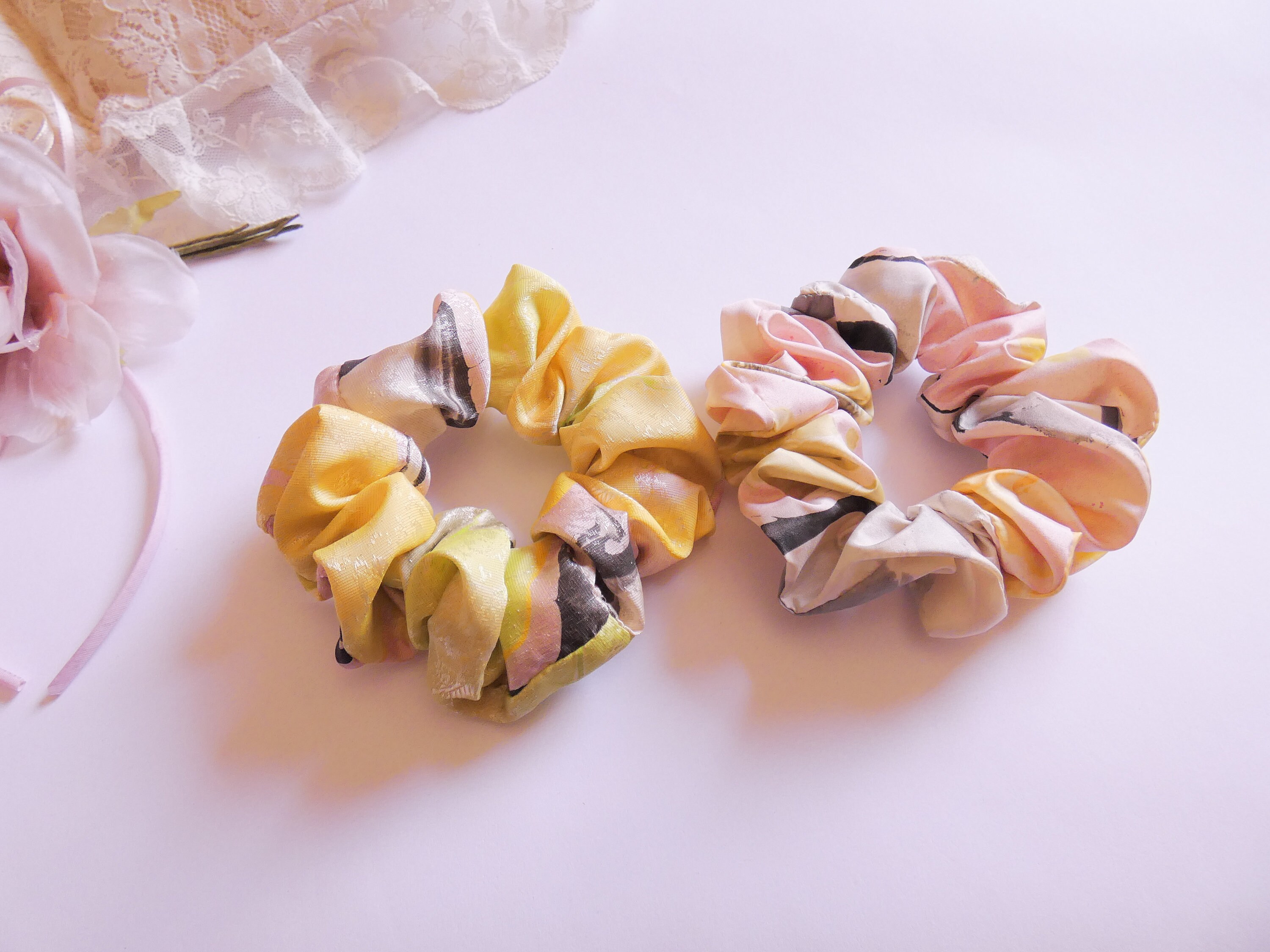Set of 2 Hair Scrunchies Elastic Scrunchies Etsy