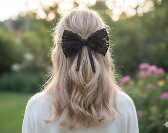 Black Lace Bow Hair Elastic