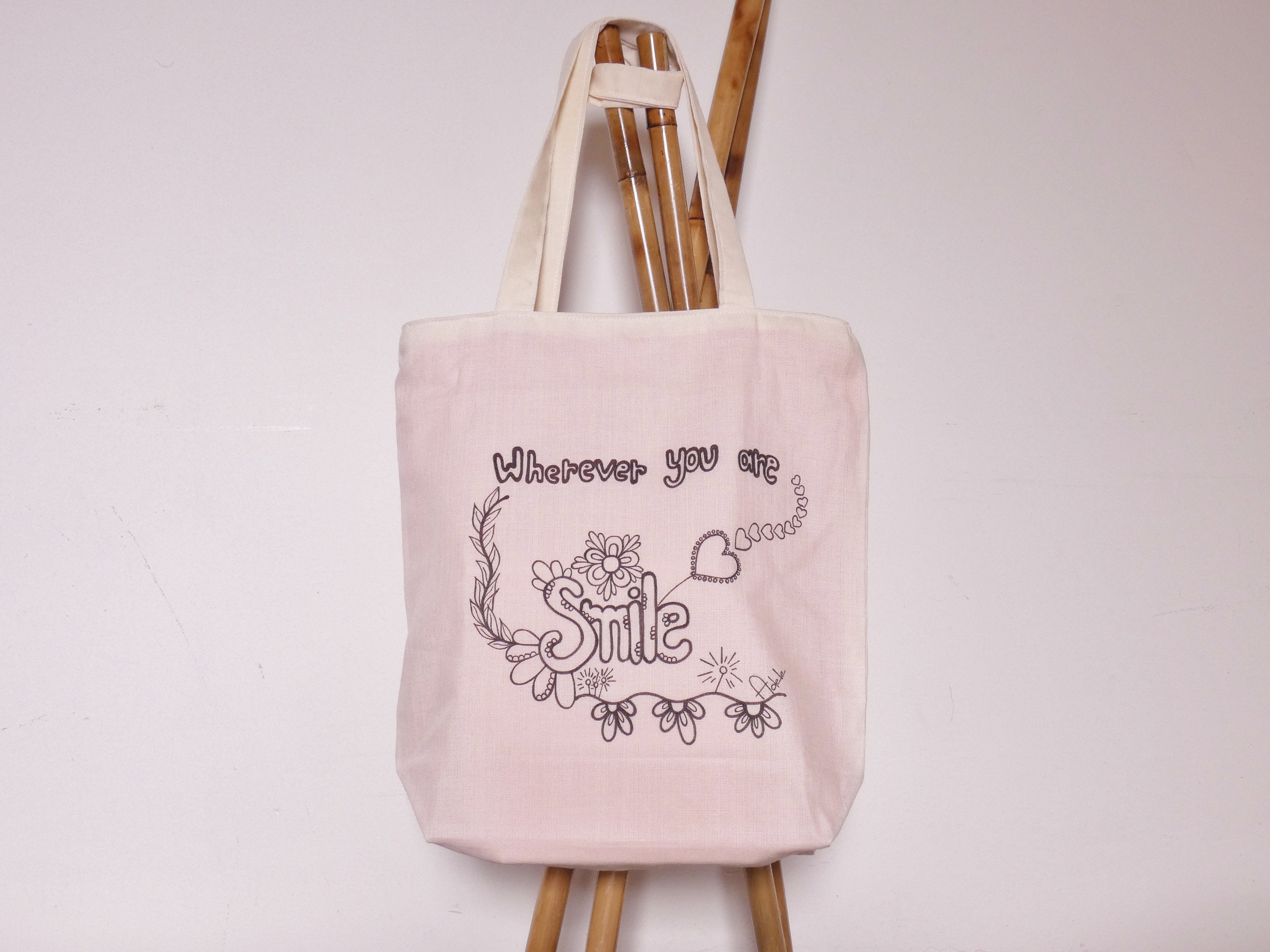 Hand- Painted Linen Tote Bag With Zipper - Etsy
