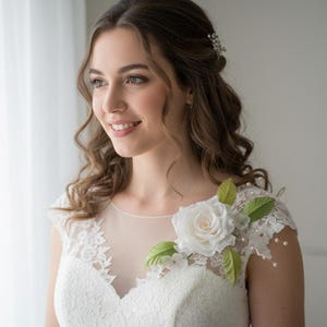 Elegante Seidenbrosche mit Blumenmuster