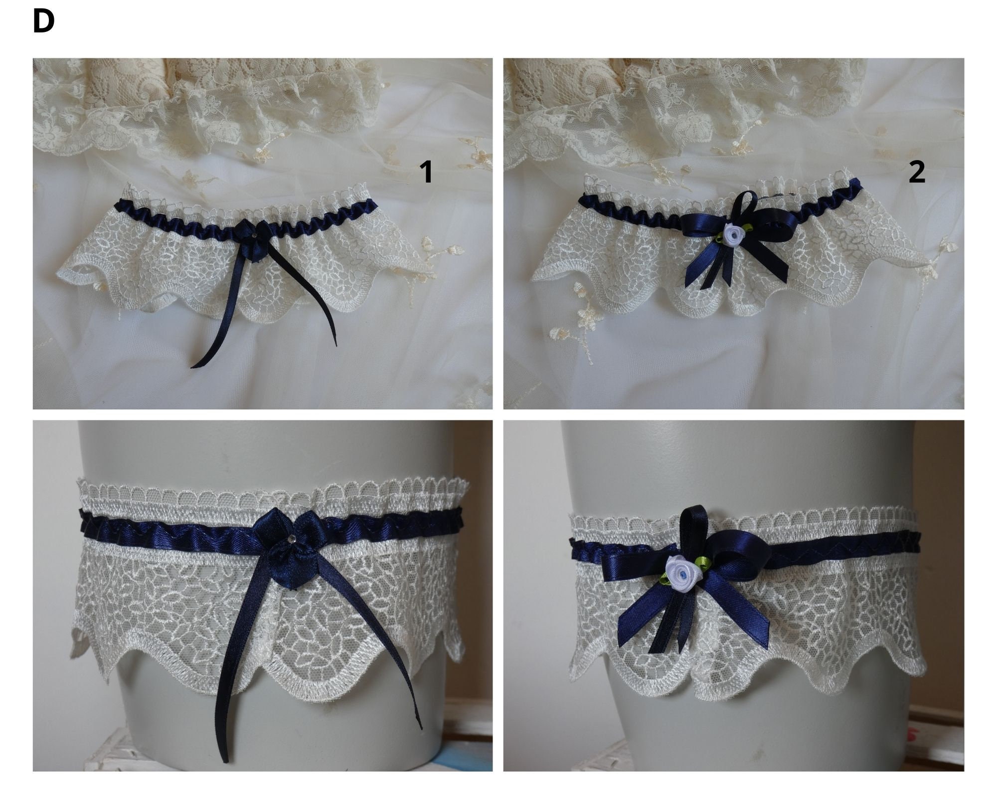 Giarrettiere In Pizzo Gotico Lolita Con Anello A Cuore - 2 Pezzi Regolabili (Nero, Rosa, Bianco, Viola) - 2
