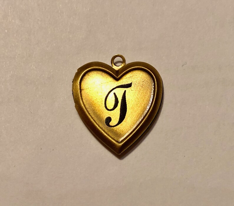 Personalized Monogram A THRU Z Gold Plated Heart 20mm diameter PHOTO Locket on gold plated Chain 16 Necklace Choose your letter.