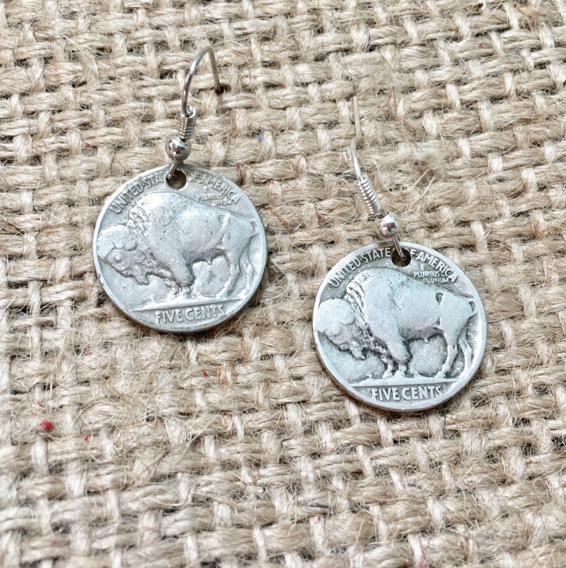 Coin Earrings Nickel Earrings Buffalo Nickel Earrings Etsy