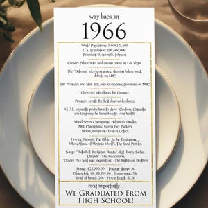 Bomboniere per la 60a riunione della scuola superiore, decorazioni da tavola per la classe del 1966 FILE DIGITALI