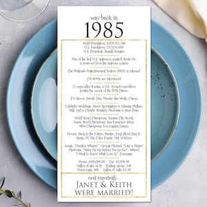 Happy 40th Anniversary, 40th Anniversary Party Decorations, Anniversary Place Cards, Table Cards, Printable Place Cards, Printable Menu Card