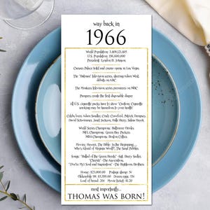 1966 Birthday Place Cards: 60th Birthday Decorations (Digital File)