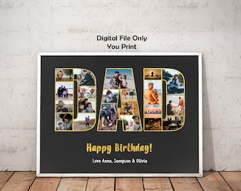 Vaderdagcadeau, Vaderdag fotocollage, uniek vaderdagcadeau, vadercadeau van kinderen, verjaardagscadeau vader, verjaardagscadeau voor vader