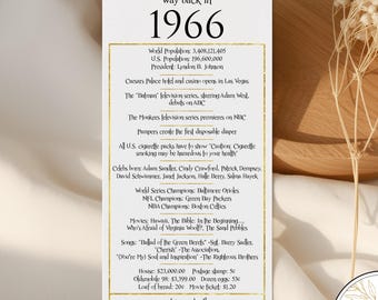 1966 - Personalized 60th Birthday Table Place Cards, Happy 60th Birthday Gift for Him, 60th Birthday Party Decorations