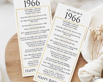 1966 - Tarjeta con información para la mesa del 60.º cumpleaños - Recuerdos para el 60.º cumpleaños - ARCHIVO DIGITAL