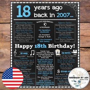 2007 - 18th Birthday Gift Boy, 18th Birthday For Him, 18th Birthday Sign, Back in 2007, Happy 18th Birthday Him, 18th Birthday Decor