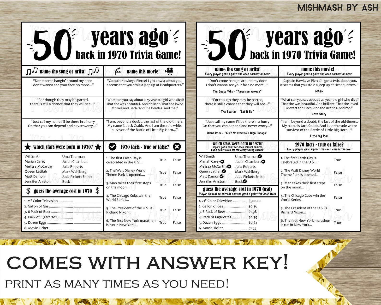 50th Birthday Party Games Birthday Party Games for Adults Etsy