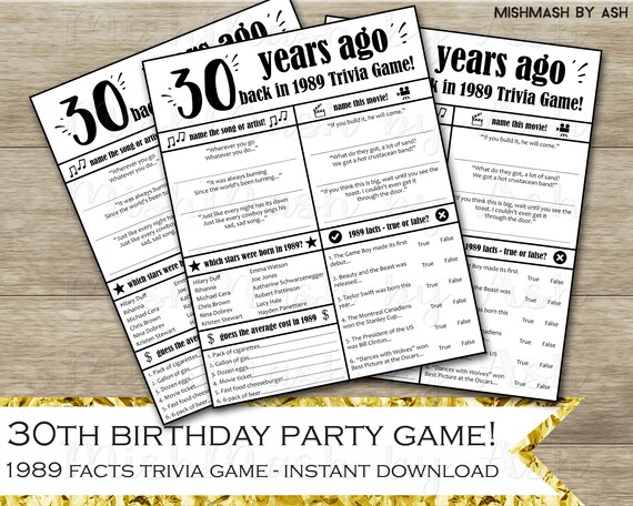 30th Birthday Party Games Birthday Party Games For Adults Etsy