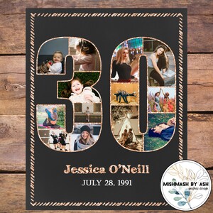 Digital 30th Birthday Photo Collage Gift, 30th Birthday Sign, 30th Birthday Photo Collage, 30th Birthday Decorations, 30th Birthday Gift