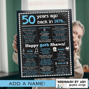 50th Birthday Printable Sign, 1976 Facts Sign, Road to 50 Poster DIGITAL FILE image 3