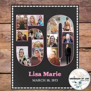 50th Birthday Sign, 50th Birthday Photo Collage, 50th Birthday Decorations, 50th Birthday Gift, Digital Photo Collage Gift