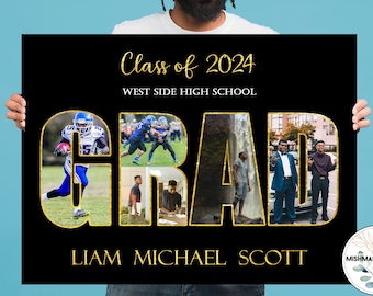 Grad Gift 2024, Graduation Decorations 2024, Graduation Photo Collage, Graduation Poster, Class of 2024 Gift, Graduation Gift for Him / Her