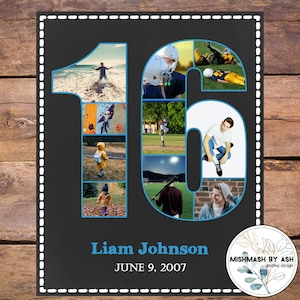 16th Birthday Boy, 16th Birthday Boy Decorations, Boys 16th Birthday Decor, 16th Birthday Photo Collage, 16th Birthday Gift Boy