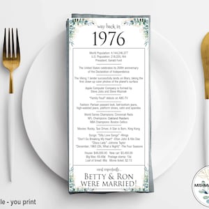 50th Wedding Anniversary Party Favors, Married in 1976 - DIGITAL FILE