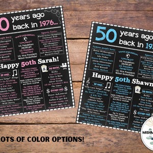 50th Birthday Printable Sign, 1976 Facts Sign, Road to 50 Poster DIGITAL FILE image 4