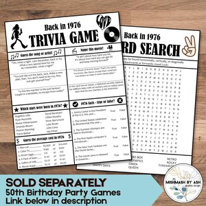 50th Birthday Printable Sign, 1976 Facts Sign, Road to 50 Poster DIGITAL FILE image 7