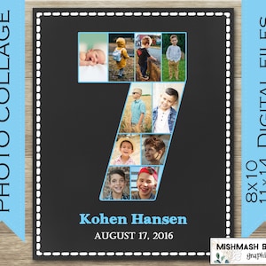 Digital 7th Birthday Photo Collage Gift, 7th Birthday Sign, 7th Birthday Photo Collage, 7th Birthday Decorations, 7th Birthday Gift