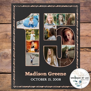 15th Birthday Rose Gold, 15th Birthday Sign, 15th Birthday Photo Collage, 15th Birthday Decorations, 15th Birthday Gift, 15th Birthday Her