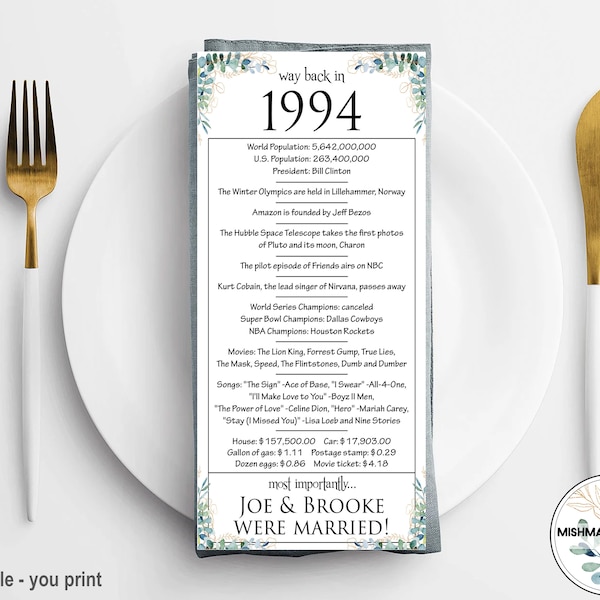 30th Anniversary Table Place Cards, 30th Anniversary Card Parents, 30th Anniversary Party Decorations,  30th Anniversary Gift for Parents,