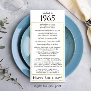 Marque-places 60e anniversaire, cadeaux 60e anniversaire, cartes 60e anniversaire, décoration 60e anniversaire or blanc, faits 60e anniversaire 1965
