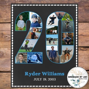 20th Birthday Sign, 20th Birthday Photo Collage, 20th Birthday Decorations, 20th Birthday Gift Daughter, Digital Photo Collage Gift