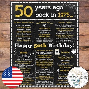 1975 - 50th Birthday Gift Husband, 50th Birthday Gift for Wife, 50th Birthday Gift Dad, 50th Birthday Sign, 50th Birthday 2025, Born in 1975