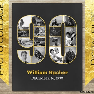 Dad 90th Birthday Gift, 90th Birthday for Men, 90th Birthday Decorations, 90th Birthday Gift Women, Digital Photo Collage Gift 1933