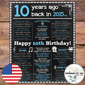 2015 - 10th Birthday For Him, 10th Birthday Sign, 10th Birthday Decorations, Happy 10th Birthday Poster, 10th Birthday Gift Son 2015 Sign
