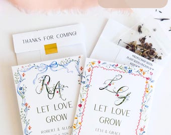 Let Love Grow Wildflower Wedding Favors, Personalized Wildflower Seed Packets, Rustic Garden Wedding Favor, Bridal Shower Favor