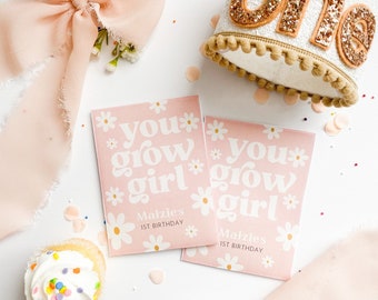 YOU GROW GIRL Custom Wildflower Birthday Seed Packets. Custom First Birthday Seed Packet Favors. Our Little Wildflower Birthday Theme Favor