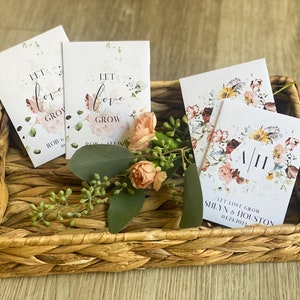 Wildflower Wedding Favors. Custom Seed Packet Wedding Favors. Elegant Floral Wedding Favors. 2024 Wedding Ideas. Floral Wedding Theme Favors